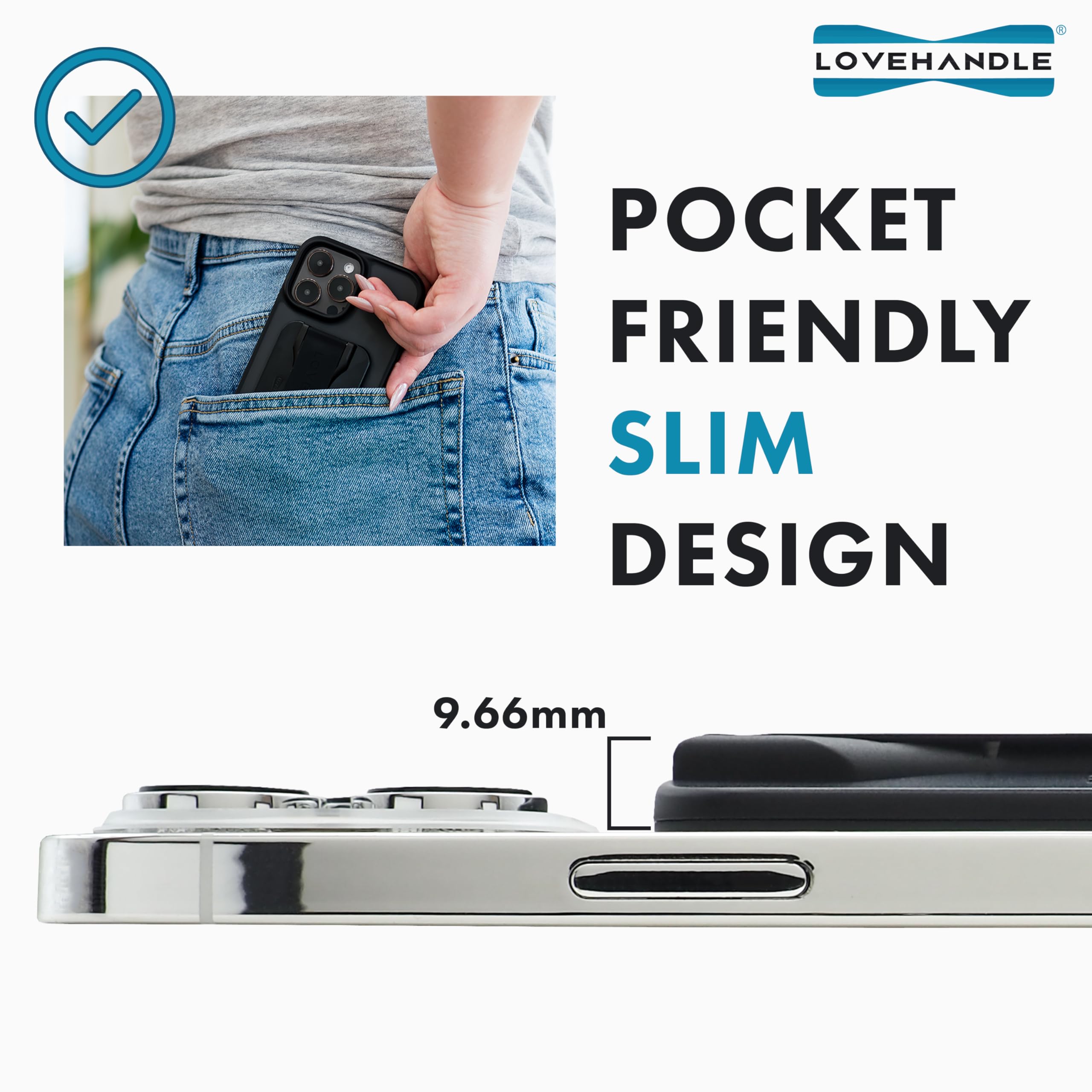 LoveHandle PRO for MagSafe Compatible Magnetic Phone Grip - Phone Strap - Mount, Handle and Kickstand for Smartphone and Tablet - Rojo Loco - Eligible for All MagSafe Devices - Image 5