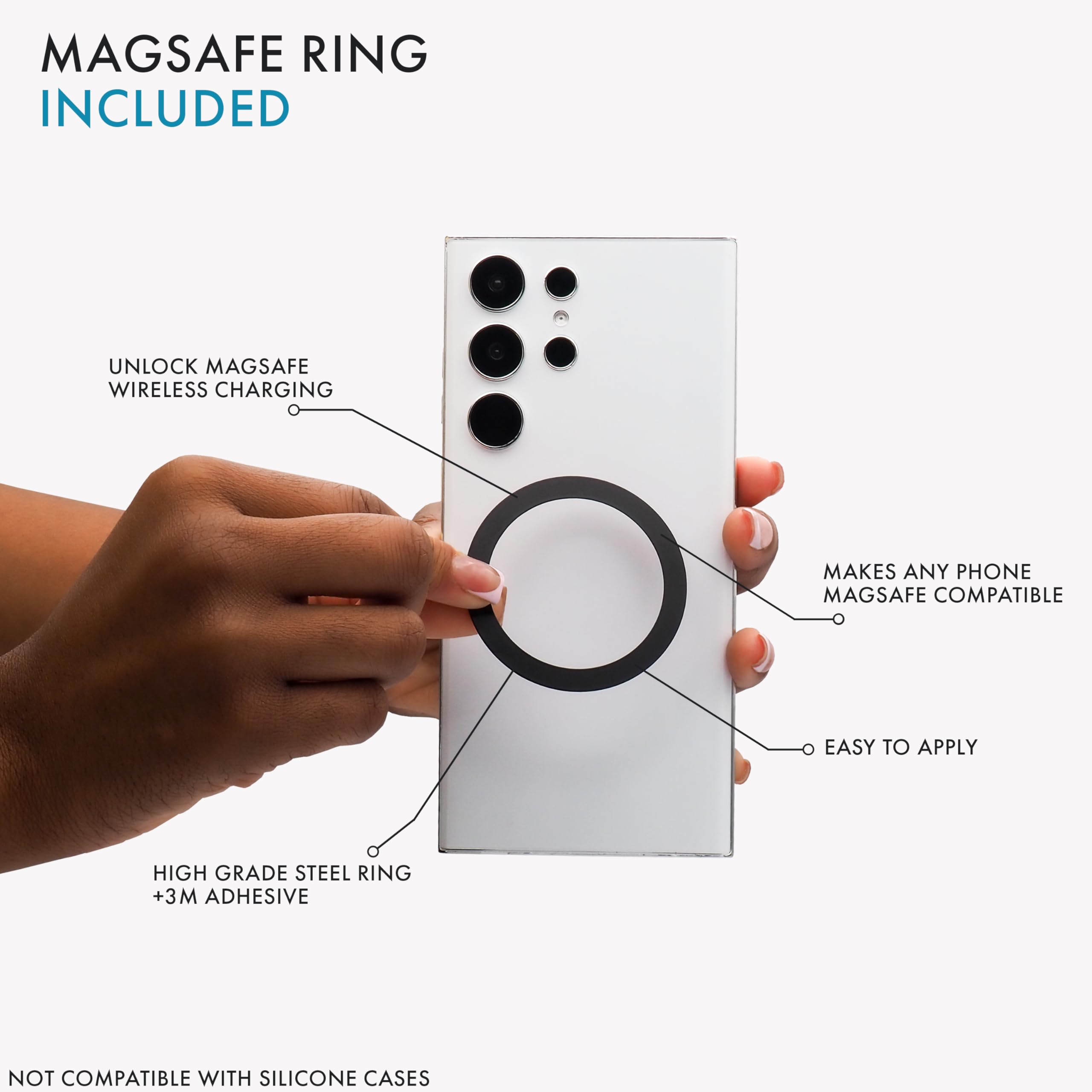 LOVEHANDLE Phone Wallet with Kickstand and Adapter Ring for MagSafe, Phone Card Holder, Wireless Charging Compatible, Wallet Compatible with MagSafe - White - Image 4