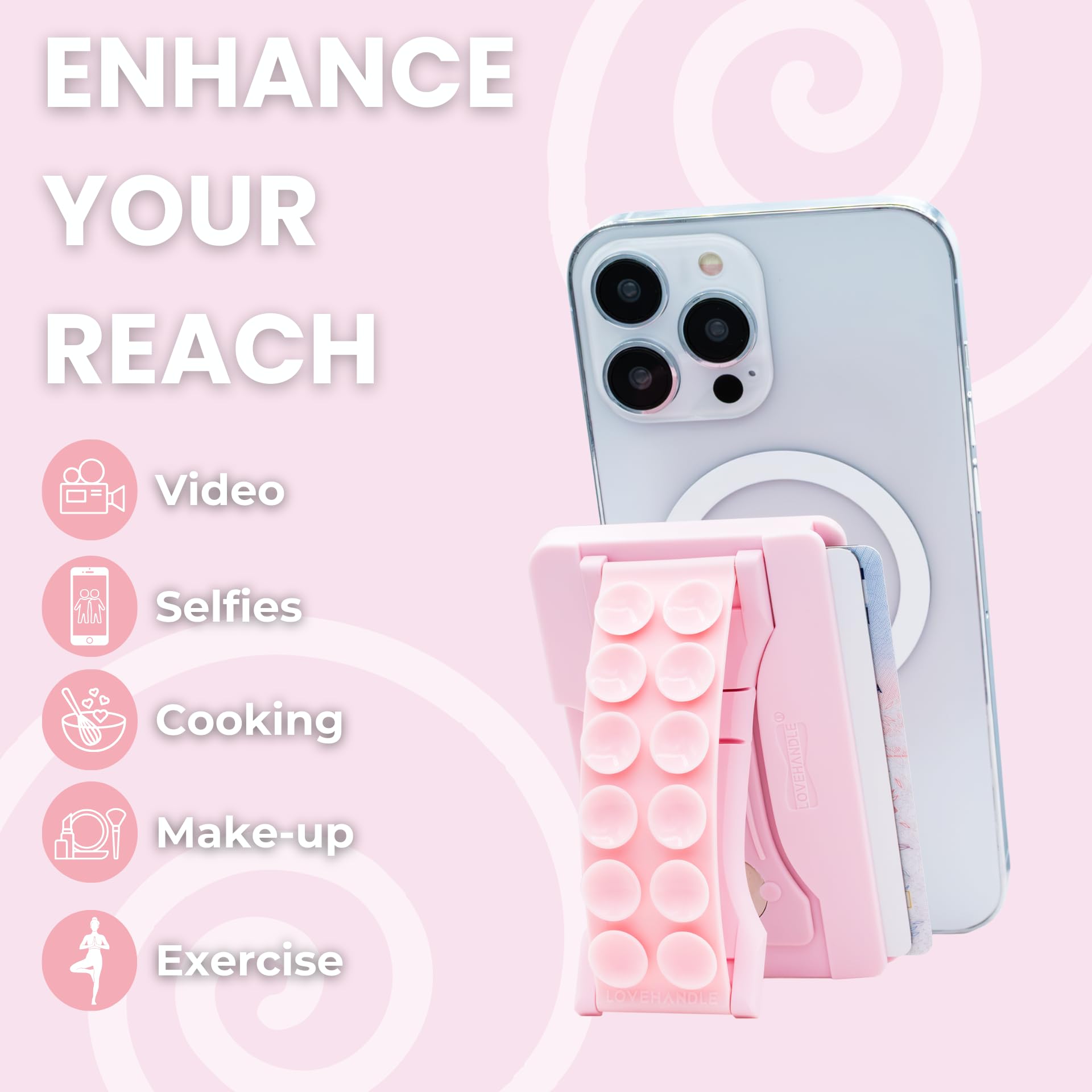 LOVEHANDLE Suction Phone Wallet with Kickstand and Adapter Ring for MagSafe - Magnetic Card Holder -Wireless Charging Compatible - Strong Suction Grip & Hands-Free Wallet - Clear Suction - Image 6