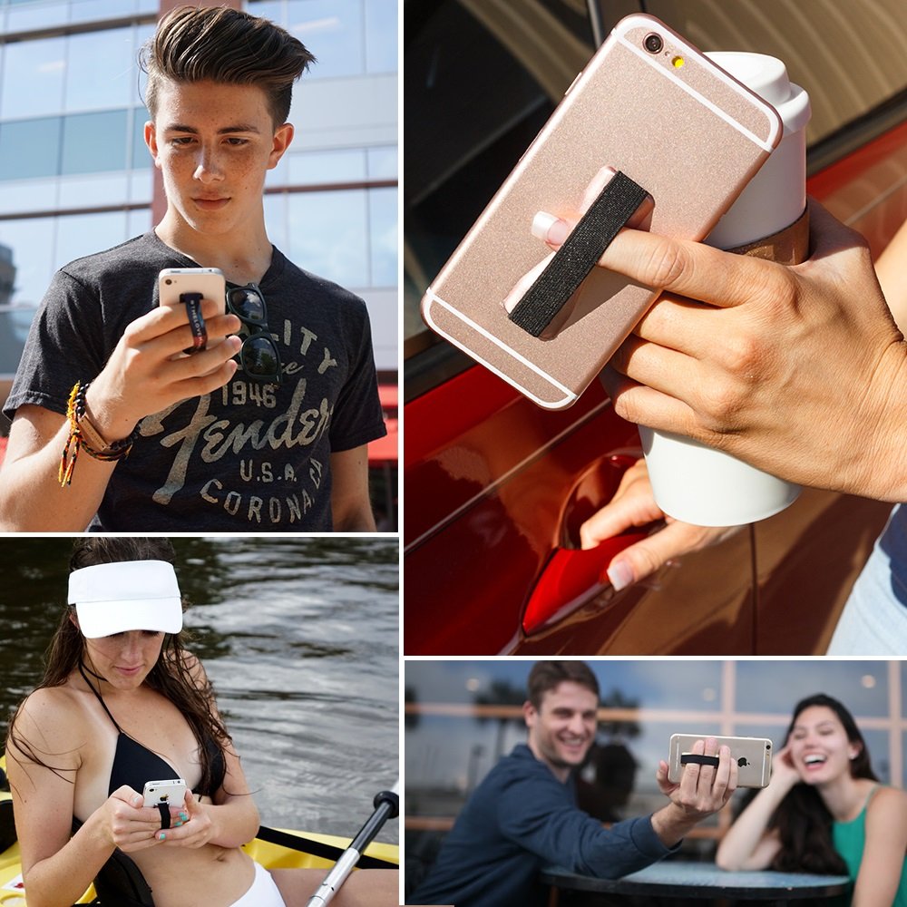 LoveHandle Duo Grip for Smartphone and Tablet - Black Elastic Strap wih Black Base Original Grip + XL Grip - Image 7