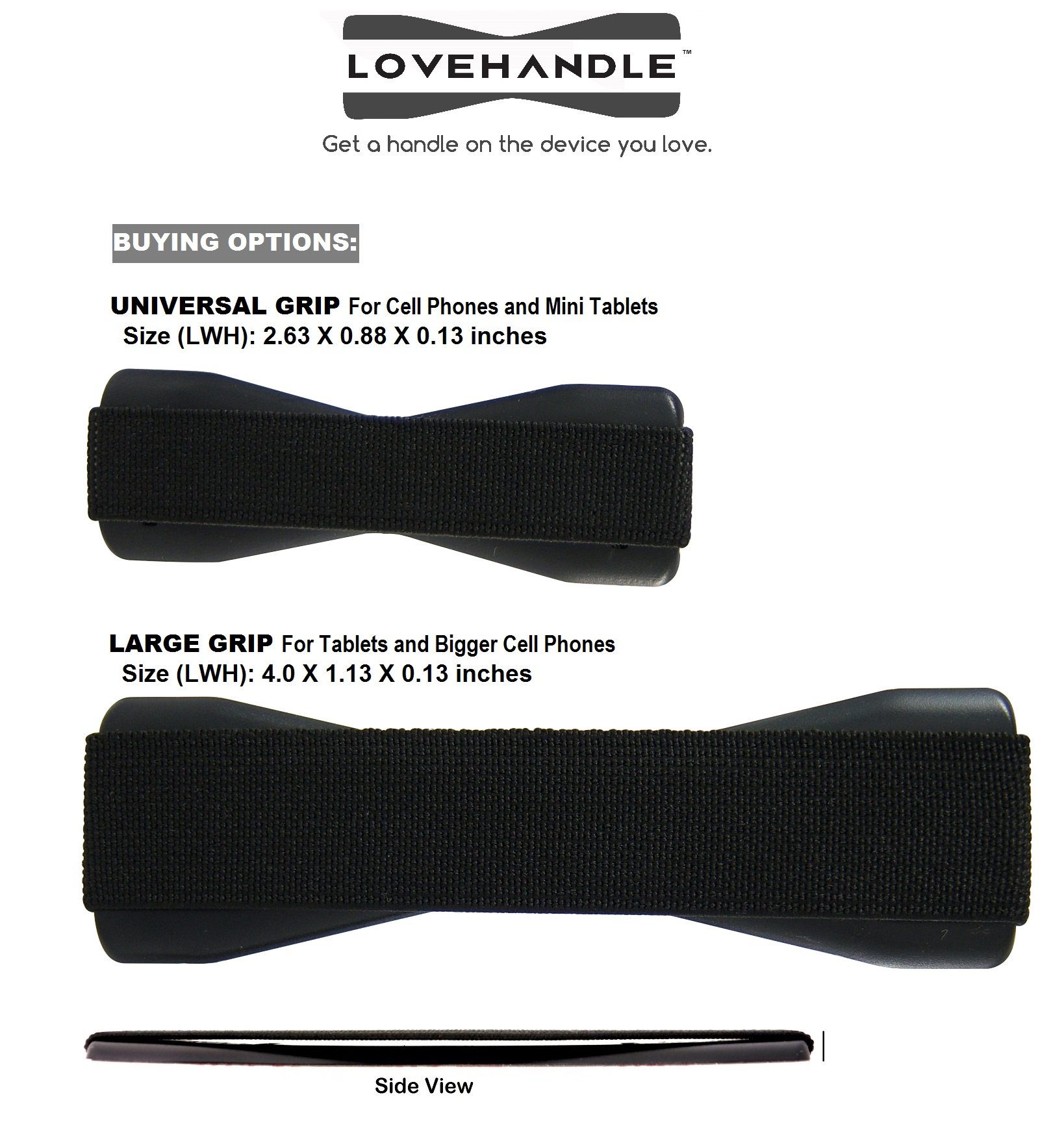 LoveHandle Duo Grip for Smartphone and Tablet - Black Elastic Strap wih Black Base Original Grip + XL Grip - Image 8